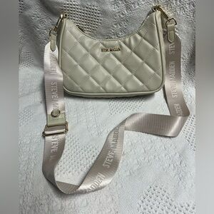 Steve Madden Cream and Gold Crossbody Purse Half Moon Shape